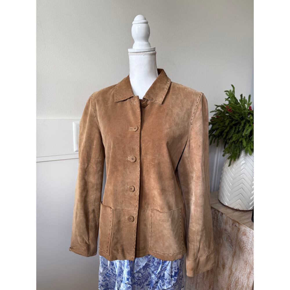 Brown Suede Button Up Jacket